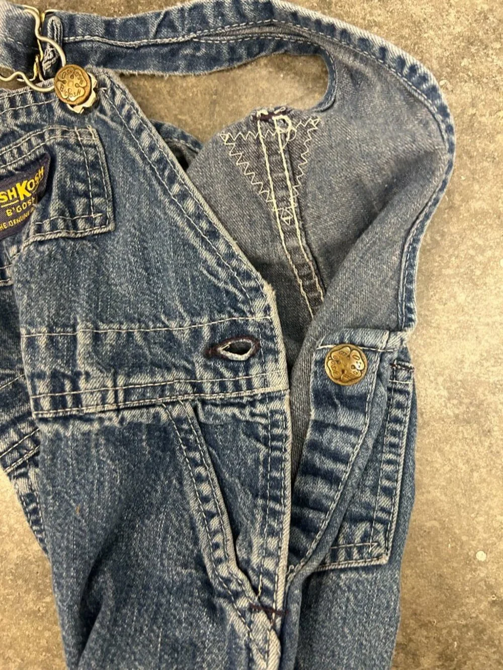 Vintage OshKosh B'Gosh Denim Overalls 12M Made in USA Baby Vestbak